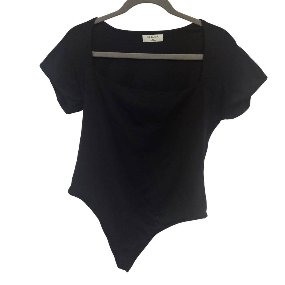 Babaton Black‎ Square Neck Short Sleeve Bodysuit XL Made in Vietnam